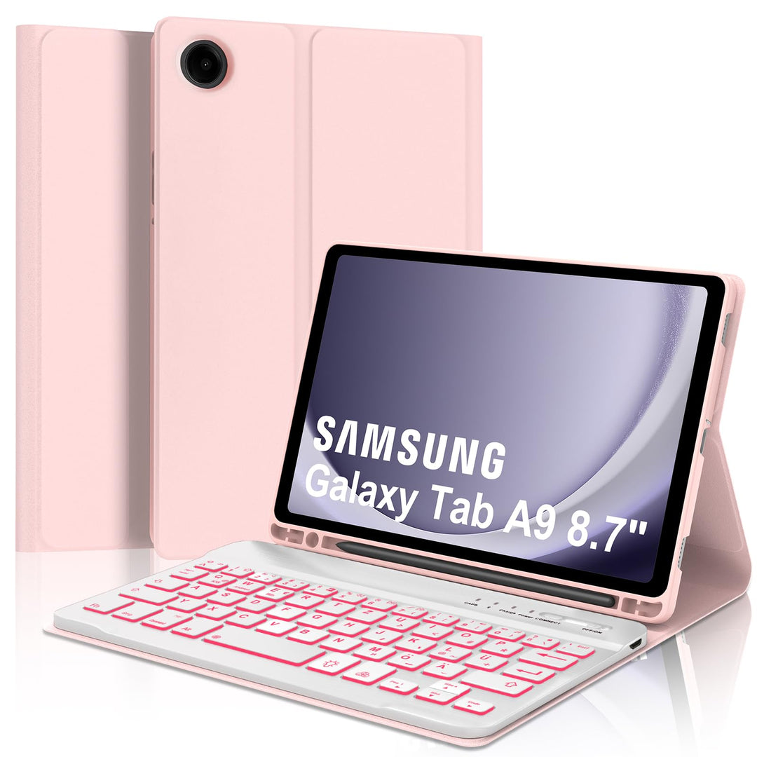 IVEOPPE Hülle mit Tastatur für Samsung Galaxy Tab A9 8.7", Tastatur für Samsung Tablet A9 2023, Magn