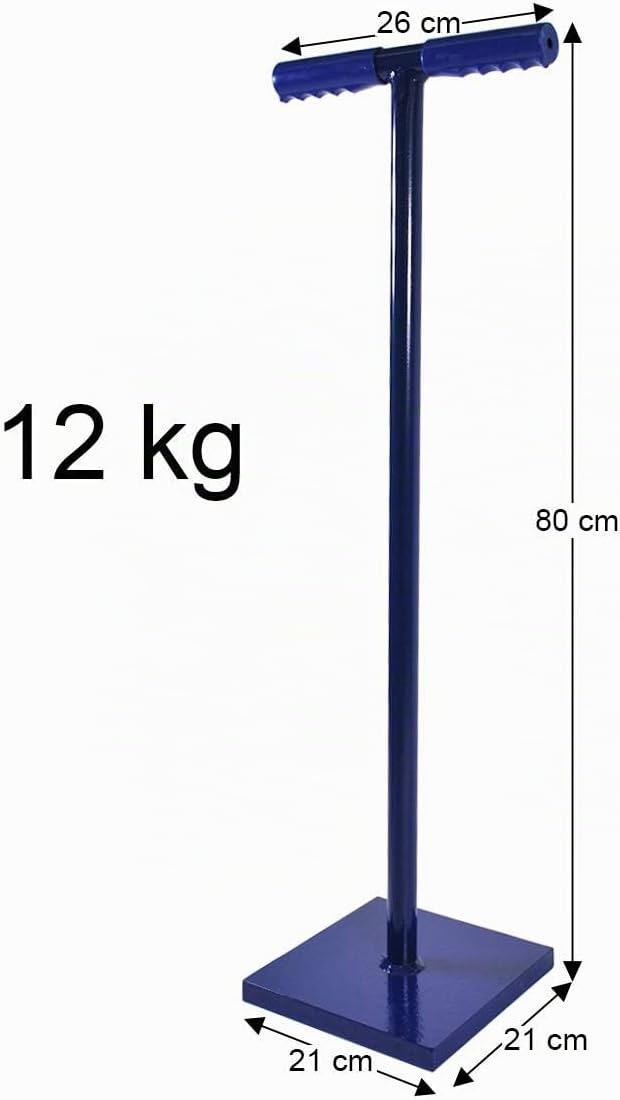 HELO Erdstampfer Betonstampfer aus Stahl 12 kg mit 2-Hand T-Griff, Handstampfer zum Verdichten mit 2