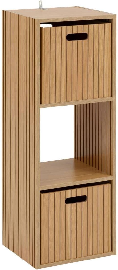 5 five simply smart 5five – Tasso Modulares Regal mit 3 Fächern, Holzoptik, verschiebbare Lamellen,