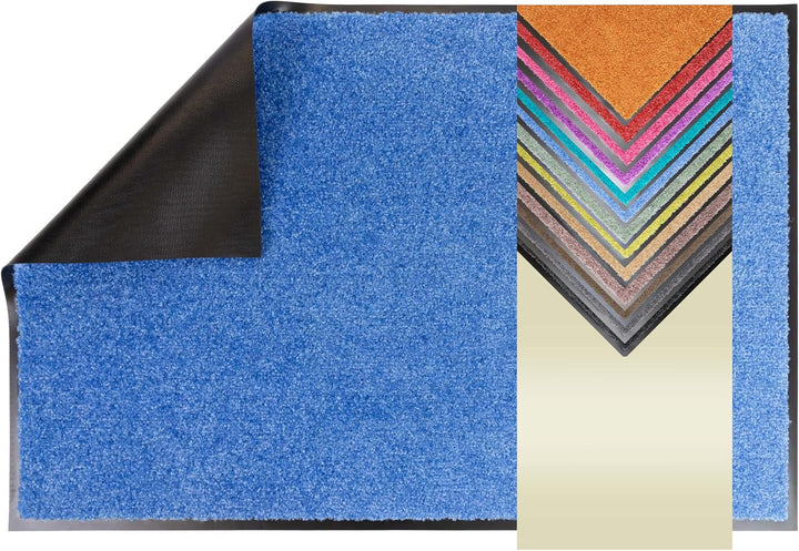 Primaflor Schmutzfangmatte CLEAN – Blau, 60x90 cm | Saugstarke, Schwer entflammbare Fussmatte | Ruts