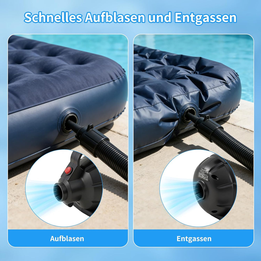 Elektrische Luftpumpe für Luftmatratze, 600W Luftpumpe Luftmatratze mit 5 Düsen, Airtrack Pumpe Elek