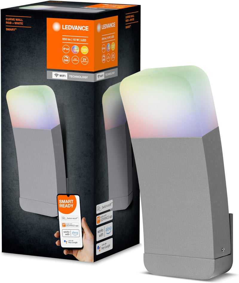 Ledvance Smarte LED Aussenleuchte für die Wand mit WiFi Technologie, Leuchte für Aussen, RGB-Farben