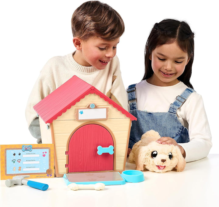 Little Live Pets – My Puppy's Home: interaktiver Hund mit DIY-Hundehütte zum Selbstaufbauen und span