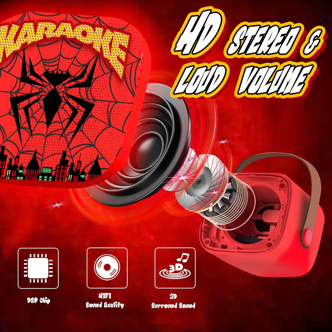 Spider Karaoke Maschine Kinder mit 2 Bluetooth Mikrofon, Spider Spielzeug für Kinder 3 4 5 6 7 8-12
