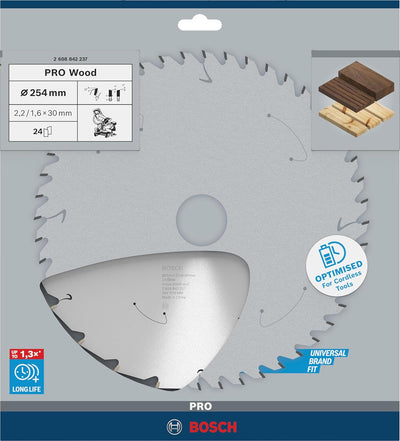 Bosch Professional 1x Kreissägeblatt Standard for Wood (Holz, Sägeblatt Ø 254 x 30 x 2,2 mm, 24 Zähn