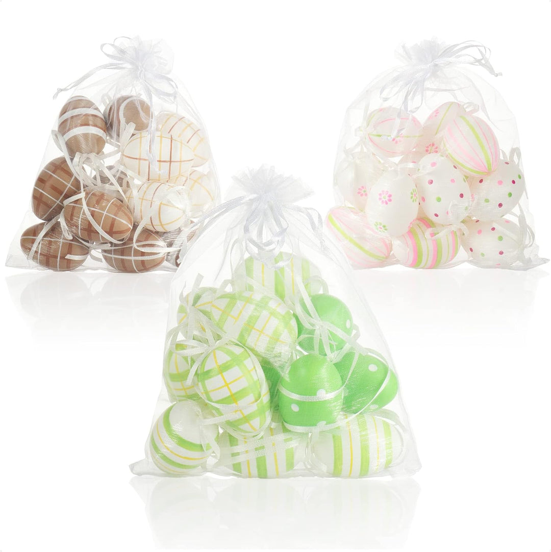 com-four® 108x handbemalte Ostereier zum Aufhängen 6 cm - pastellfarbene Osterdeko mit tollen Muster