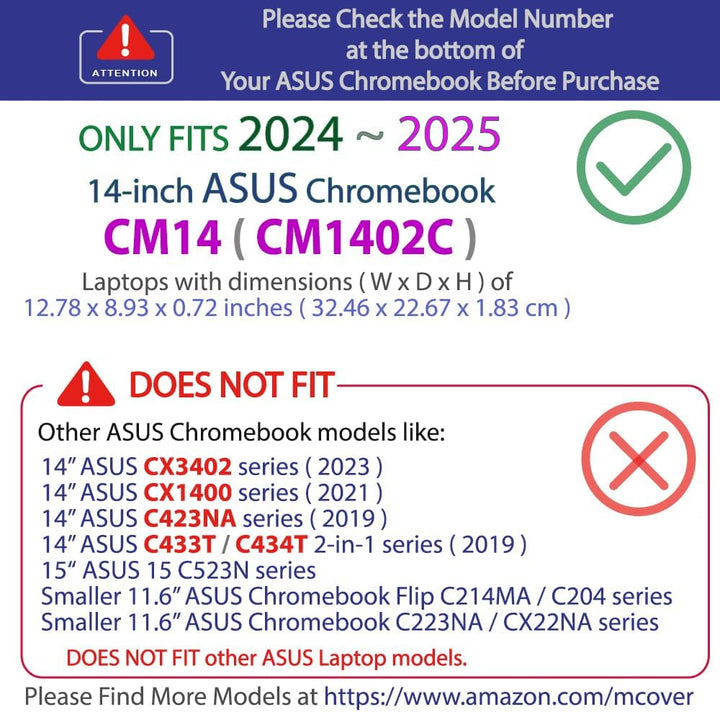 mCover Hülle nur kompatibel mit 2024 ~ 2025 35,6 cm (14 Zoll) ASUS Chromebook CM14 (CM1402c) Serie N