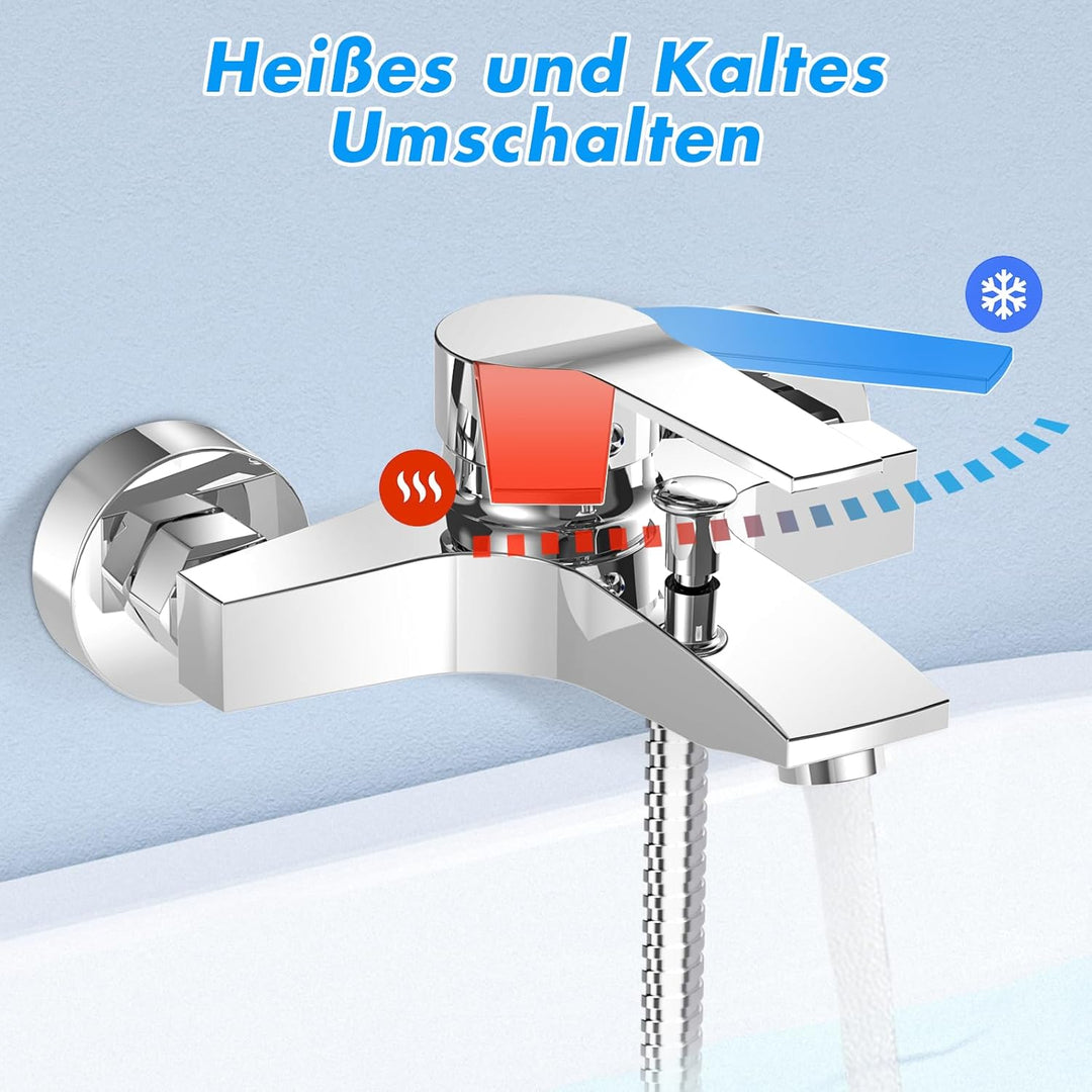 LADOKEE Badewannenarmatur, Wasserhahn Badewanne mit G1/2"-Anschluss, Einhebel Mischbatterie Badewann