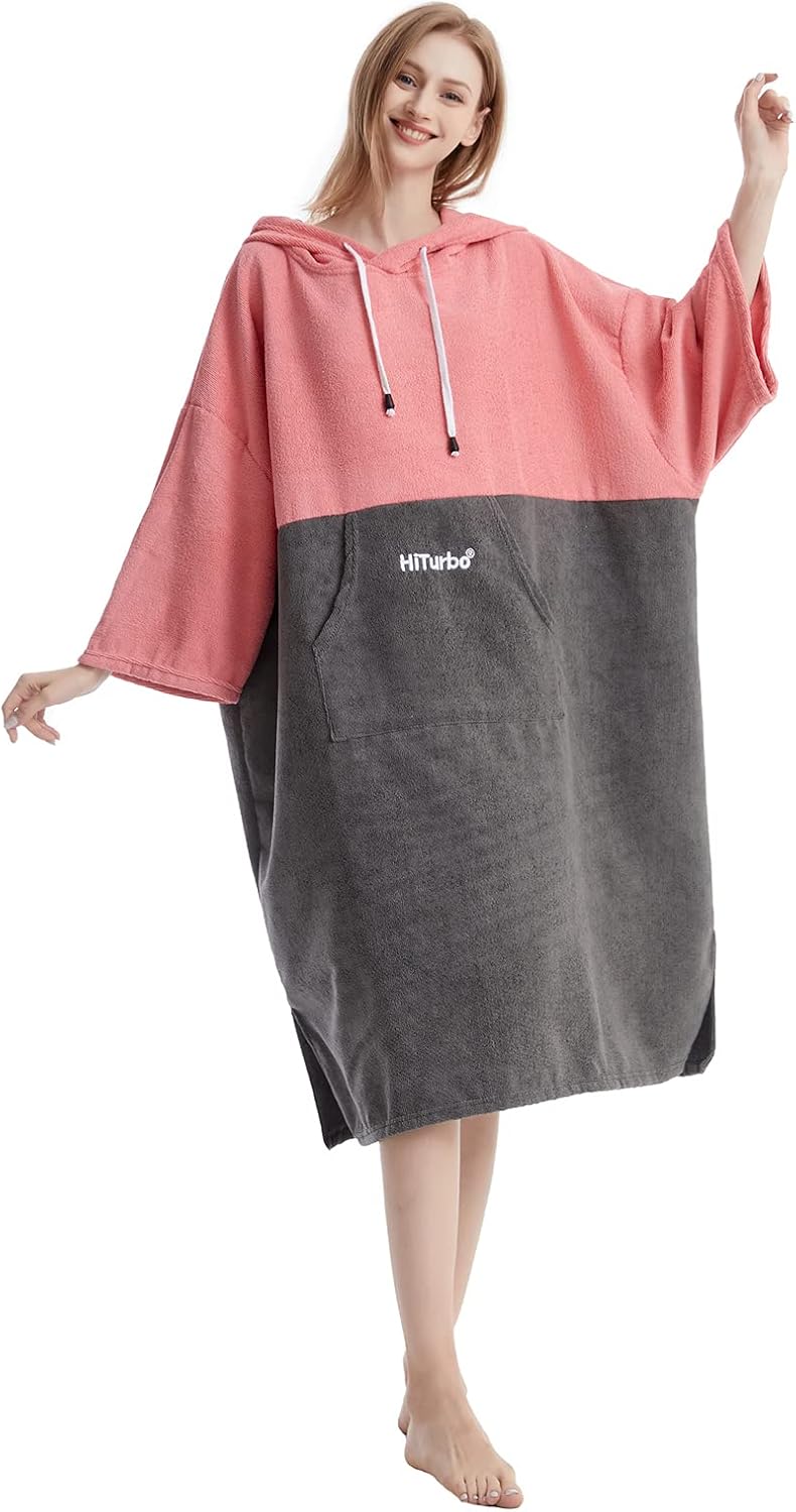 Hiturbo Surf Handtuch Poncho Umziehhilfe - Herren und Damen Changing Robe badeponcho Umkleidehilfe S