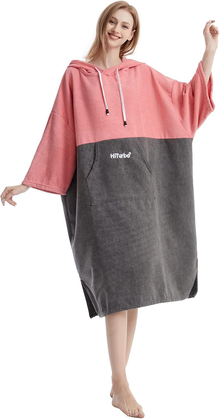Hiturbo Surf Handtuch Poncho Umziehhilfe - Herren und Damen Changing Robe badeponcho Umkleidehilfe S