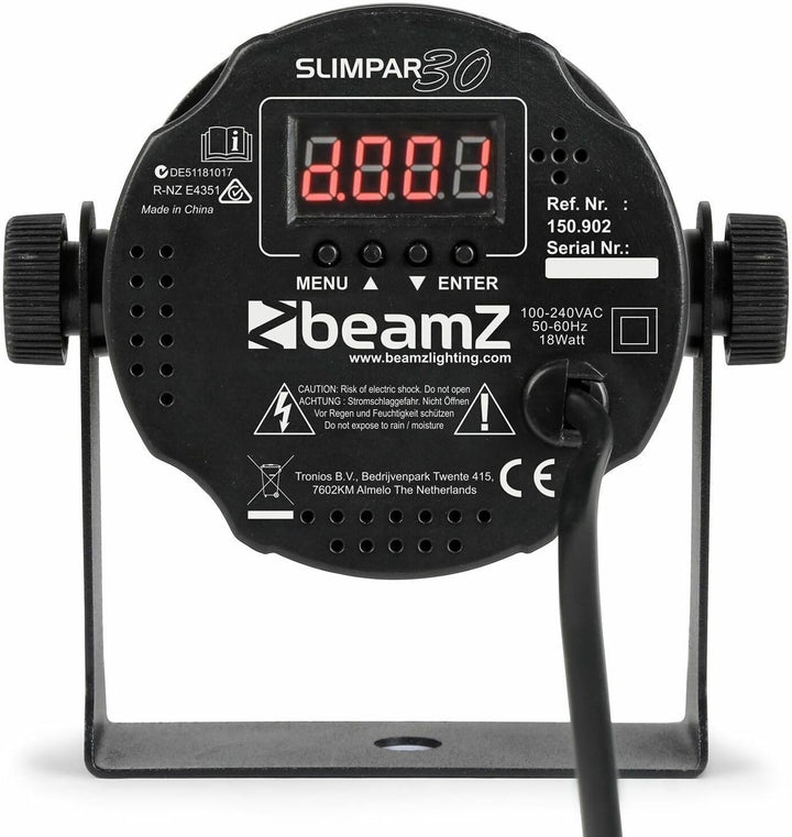 BeamZ SlimPar30 - LED PAR Scheinwerfer - 6x 3 Watt - DJ Licht mit Fernbedienung - Discolicht Partyli