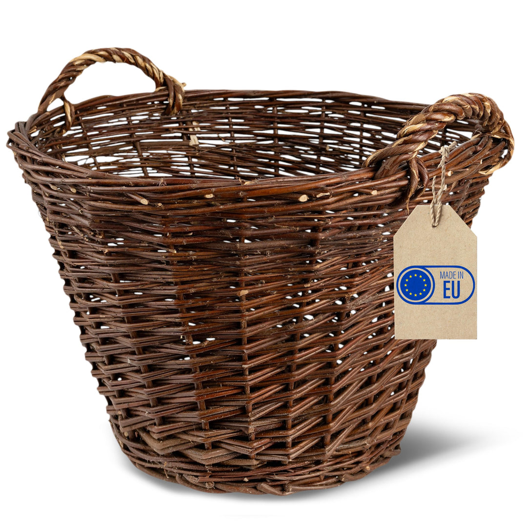 Creative Home Weidenkorb mit Zwei Henkel | Gross ø 50 cm | Perfekt für Geschenkkorb Kaminkorb Brennh