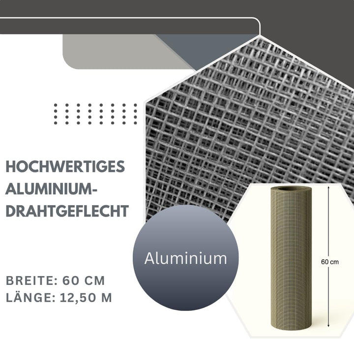 Green Home Aluminium Gewebe Fliegengitter 12,5 m x 0,6 m Fliegenschutz Alunetz Gitter Lichtschacht 1