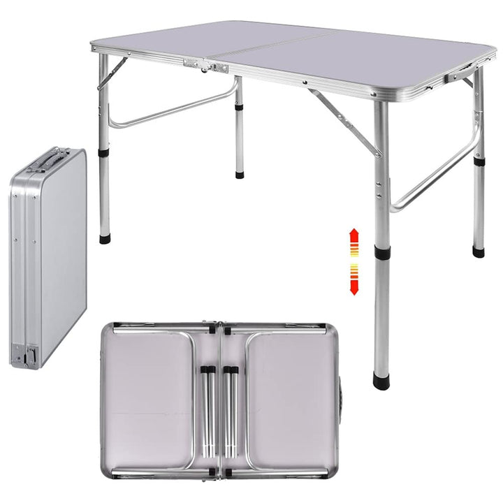 DayPlus Aluminiumklapptisch, tragbar, für Party, Garten, Grill, Campingtisch, 2 Stufen höhenverstell