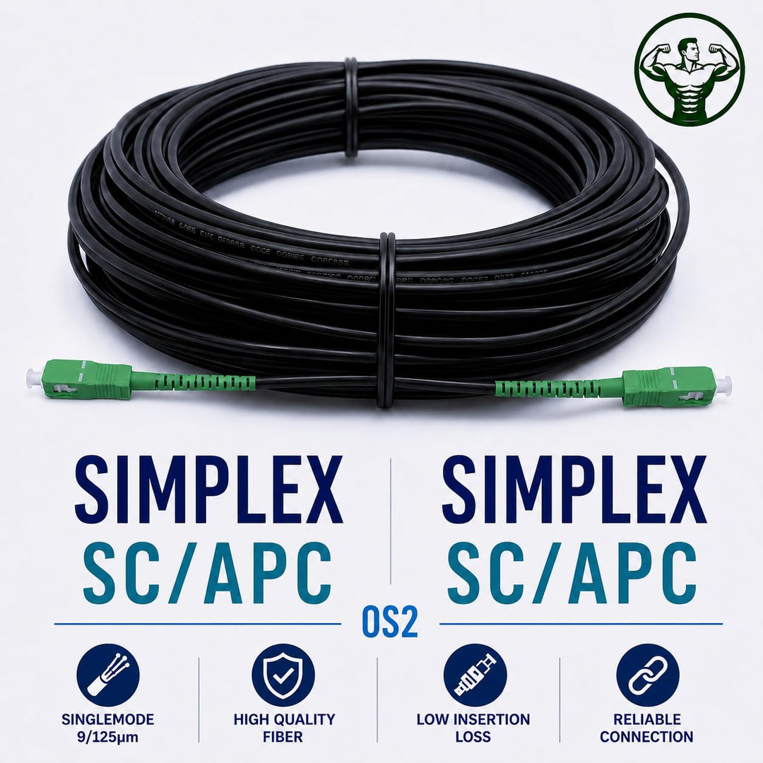 Elfcam - 40m Gepanzerte Glasfaserkabel SC/APC auf SC/APC Simplex Singlemode, Kompatibel mit Glasfase