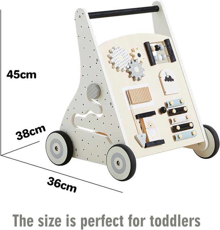 Asweets Baby Lauflernwagen aus Holz, Baby Walker und Activity Center, Multifunktion Montessori Spiel