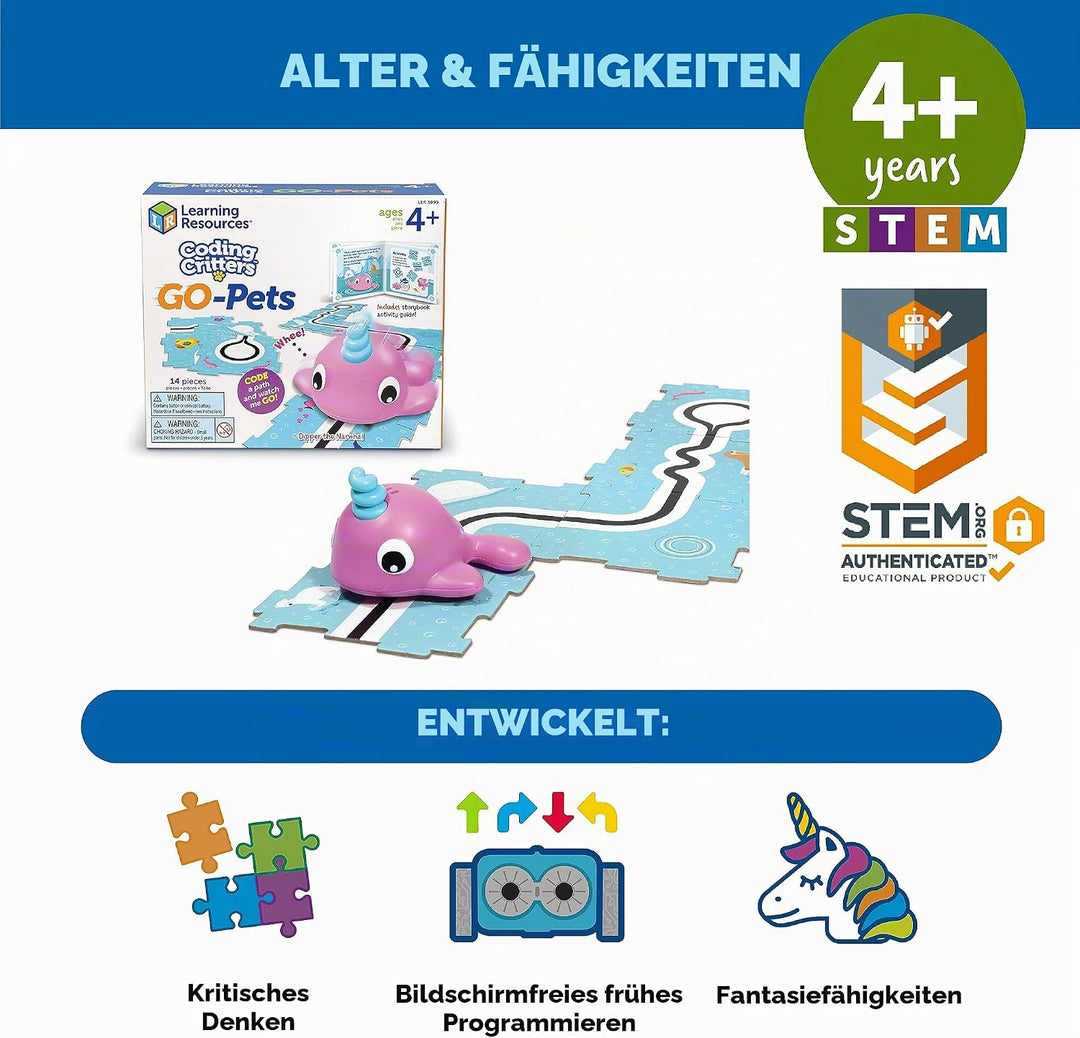 Learning Resources Coding Critters Go-Pets Renntiere – Narwal Dipper, Mint, Programmierspielzeug für