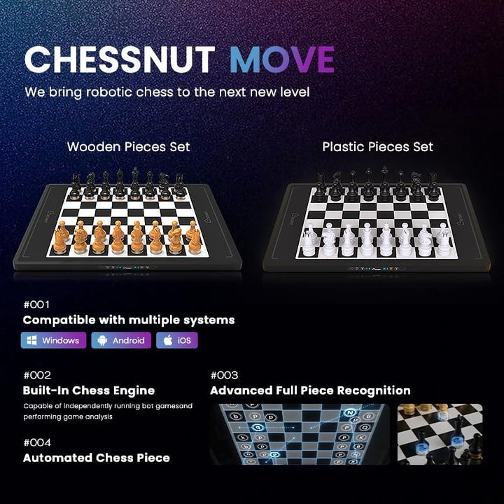 Chessnut Move Roboter-Schachbrett mit voller Stückerkennung, automatisierter Stückbewegung, Sprachst