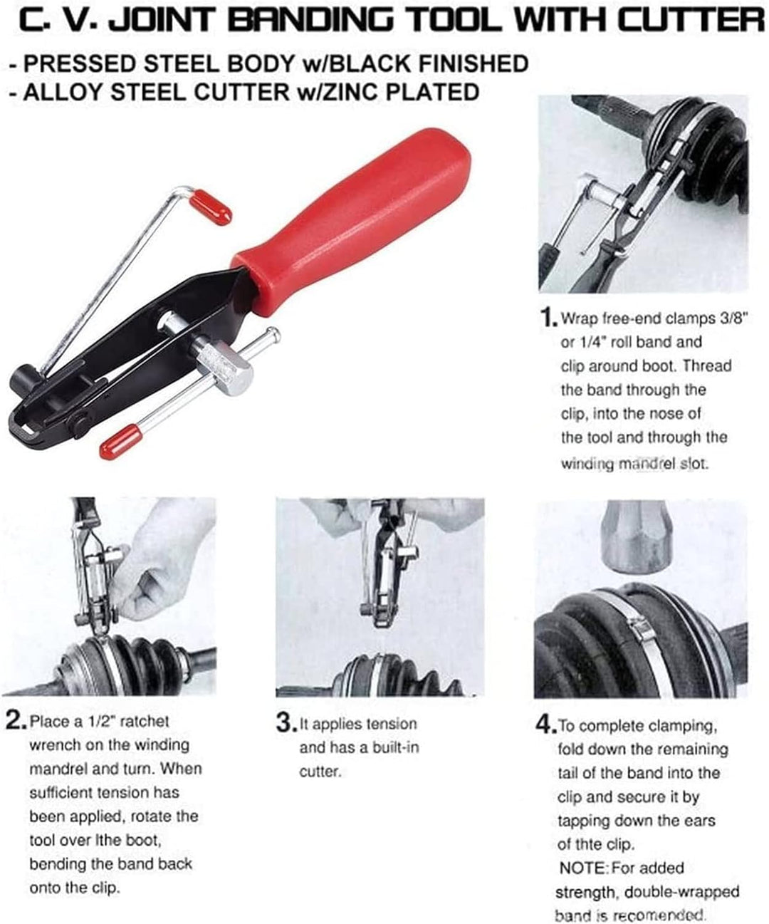 2pcs CV Joint Clamp Set Metallohrtyp Boot Banding Zangen Werkzeug für die Automobilherstellung