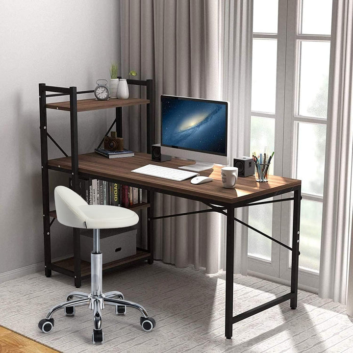 Mingone Bürohocker mit Rollen Arbeitshocker Weiss Rollhocker Höhenverstellbar Sitzhocker 360° Drehba