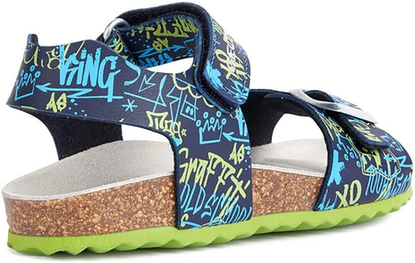 Geox Jungen J Ghita Boy Sandal 24 EU Navy Lime, 24 EU Navy Lime