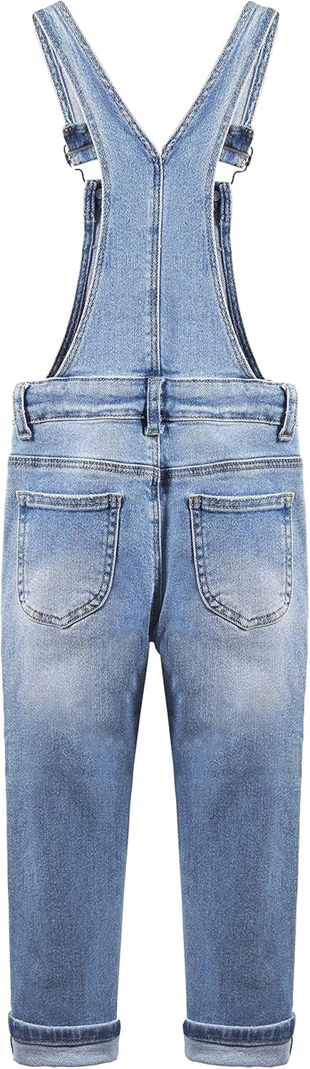 KIDSCOOL SPACE Mädchen-Denim-Latzhose,Little Big Kid Zerrissene Jeans-Arbeitskleidung 12-13 Jahre He