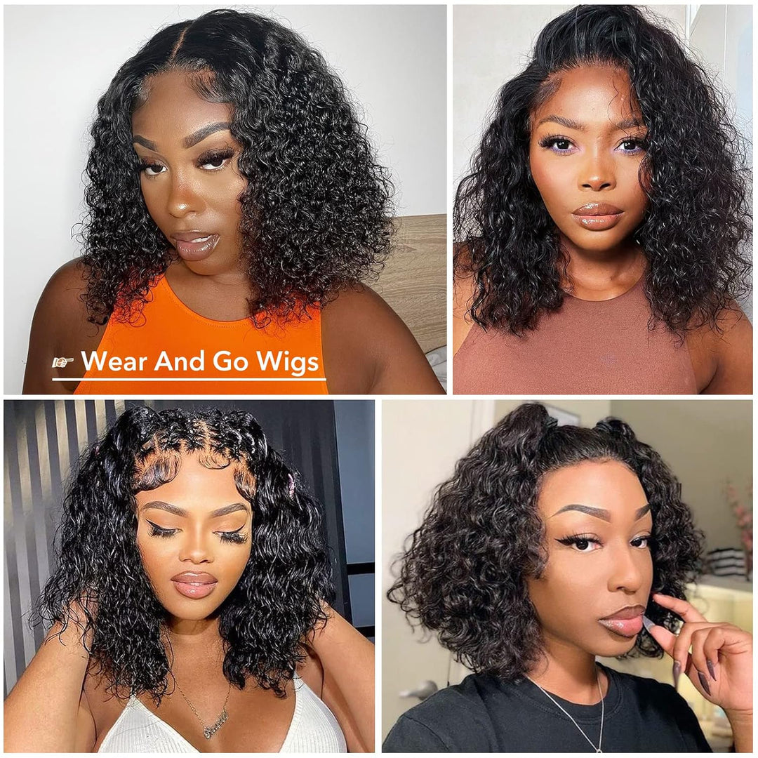 Human Hair Bob Wig 4x4 Curly Glueless Wig Human Hair For Black Women 180% Dichte Echthaar Perücke Mi
