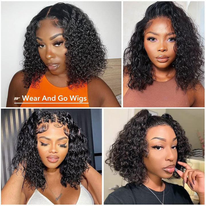 Human Hair Bob Wig 4x4 Curly Glueless Wig Human Hair For Black Women 180% Dichte Echthaar Perücke Mi