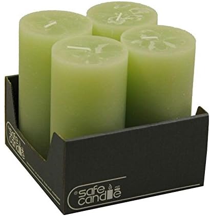 Rustikale Stumpenkerzen – 4 Stück - Wachskerzen/Rustickerzen/Adventskerzen Weihnachten (Softgrün, Gr