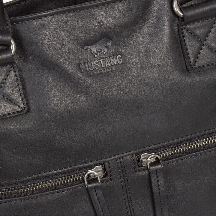 Mustang Memphis Leder Umhängetasche Shopper Schwarz