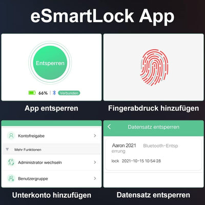 elektronisches Kabelschloss, eLinkSmart Fahrradschloss Fingerabdruck mit Fingerabdruck/Telefon-App,