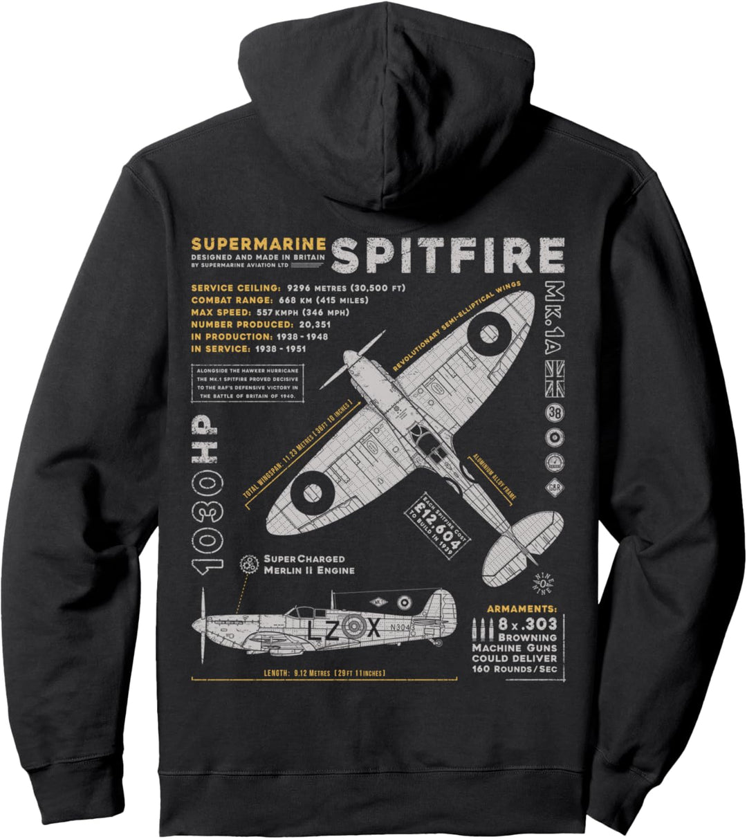 Spitfire Mk.1 | RAF British WWII Supermarine Fighter Plane Pullover Hoodie