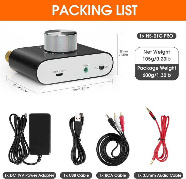 Nobsound Mini Bluetooth 5.0 Digital Power Amplifier HiFi Stereo Verstärker 2.0 Kanal 50W×2 Endstufe