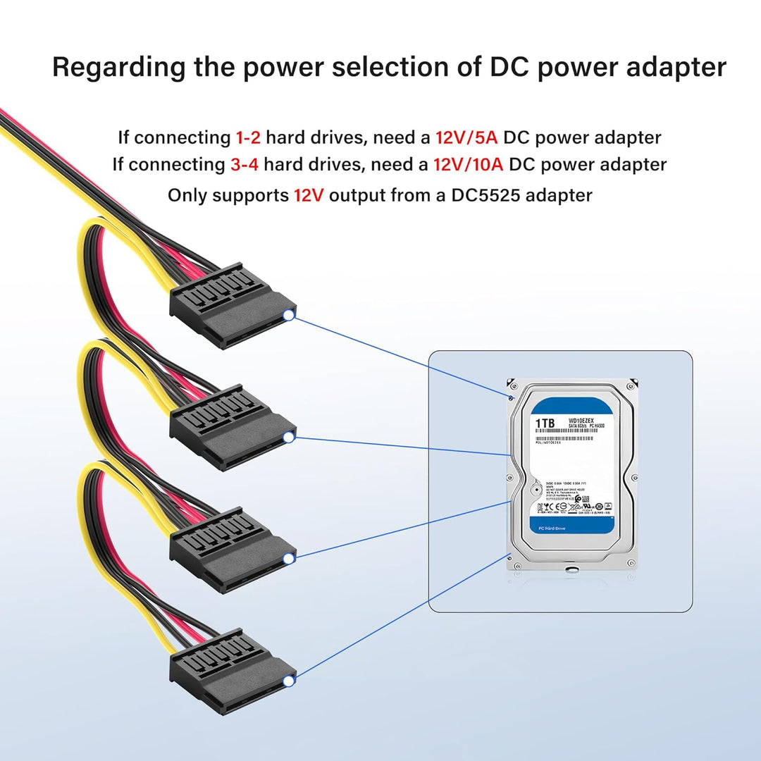SinLoon DC5525 auf SATA-IDE-Festplatten-Netzteilkabel, DC 5,5 x 2,5 mm Buchse auf SATA-Buchse, Verlä