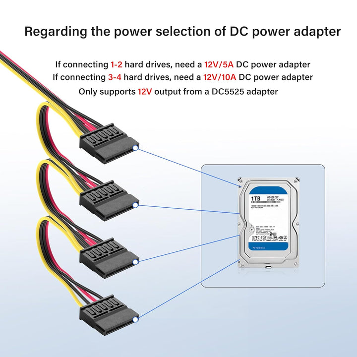 SinLoon DC5525 auf SATA-IDE-Festplatten-Netzteilkabel, DC 5,5 x 2,5 mm Buchse auf SATA-Buchse, Verlä