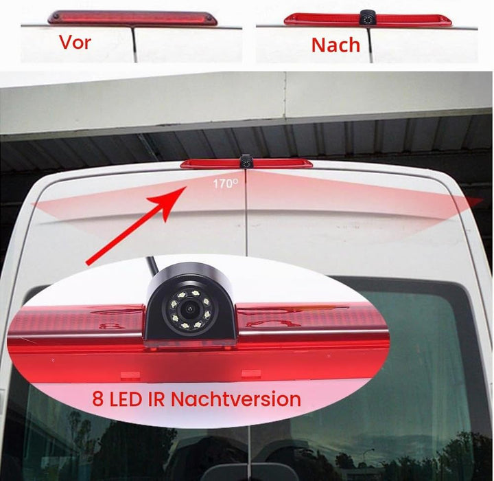 Dynavsal Rückfahrsystem mit Rückfahrkamera im 3. Bremslicht Bremsleuchte passend für Transporter Mer