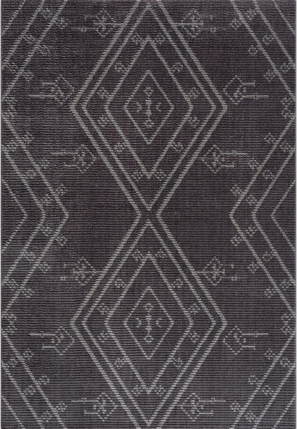 payé Teppich Wohnzimmer Ethno Berbermuster - Grau 140x200cm - Hochflor weich Boho Schlafzimmer Flur