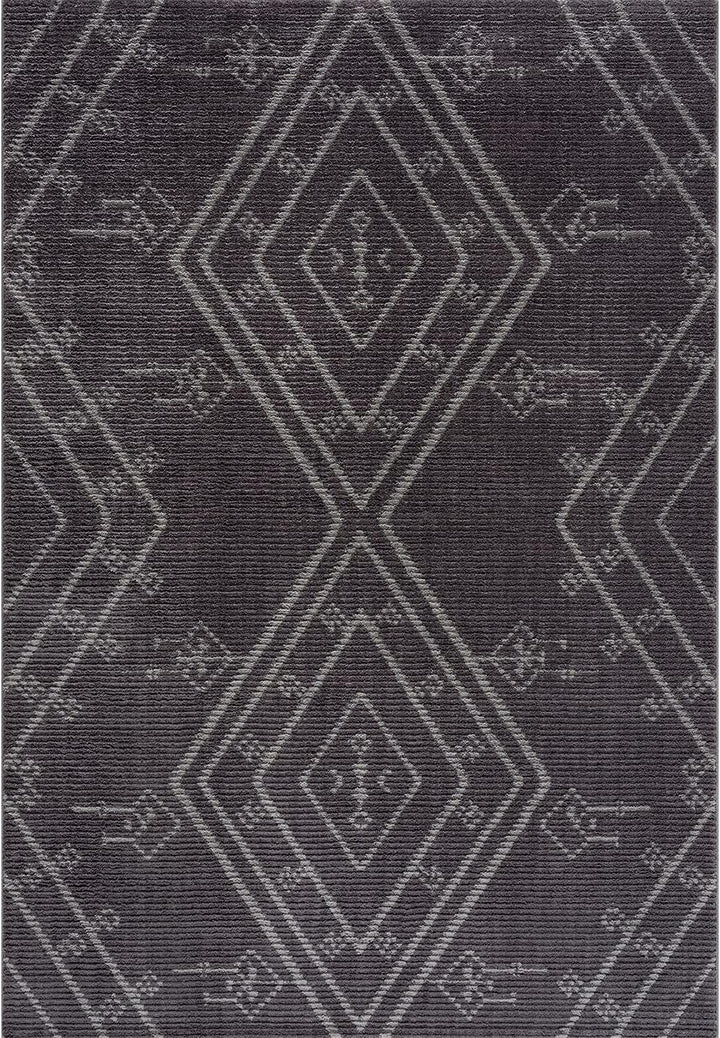 payé Teppich Wohnzimmer Ethno Berbermuster - Grau 140x200cm - Hochflor weich Boho Schlafzimmer Flur