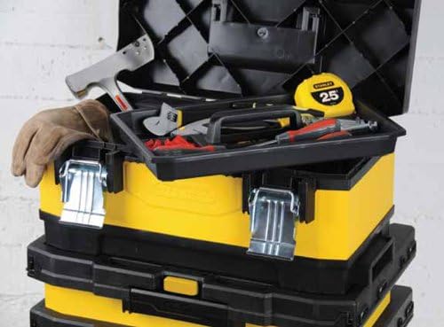Stanley Rollende Werkstatt (aus Metall-Kunststoff, Werkzeugkoffer mit 1 Schublade, grosses Staufach,