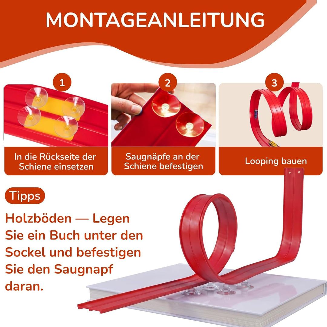 Autorennbahn Flexible Rennstrecke mit 4 Autos & Tragtasche – Soft Rennbahn Spielzeug für Kinder ab 3