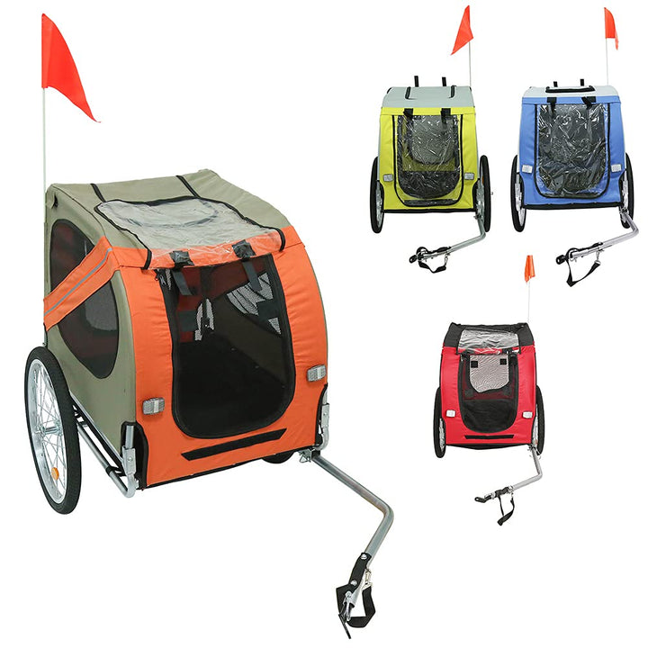 Klappbarer Hundefahrradanhänger, Fahrradanhänger mit Sicherheitsgurt und Flagge, Hundeanhänger Max.