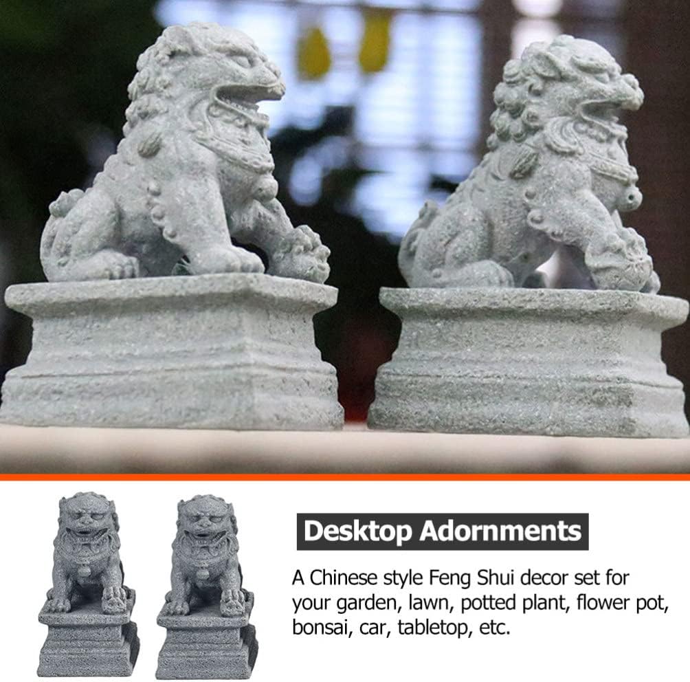 YARNOW 2st Löwenverzierung Im Chinesischen Stil Wohlstand Porsperity Statue Fengshui-löwenstatuen Fe