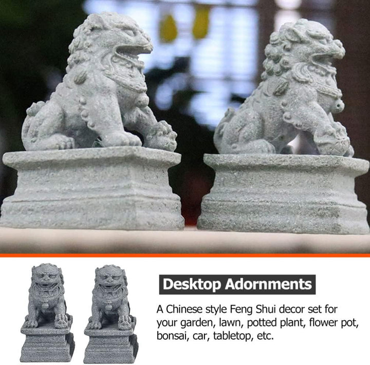 YARNOW 2st Löwenverzierung Im Chinesischen Stil Wohlstand Porsperity Statue Fengshui-löwenstatuen Fe