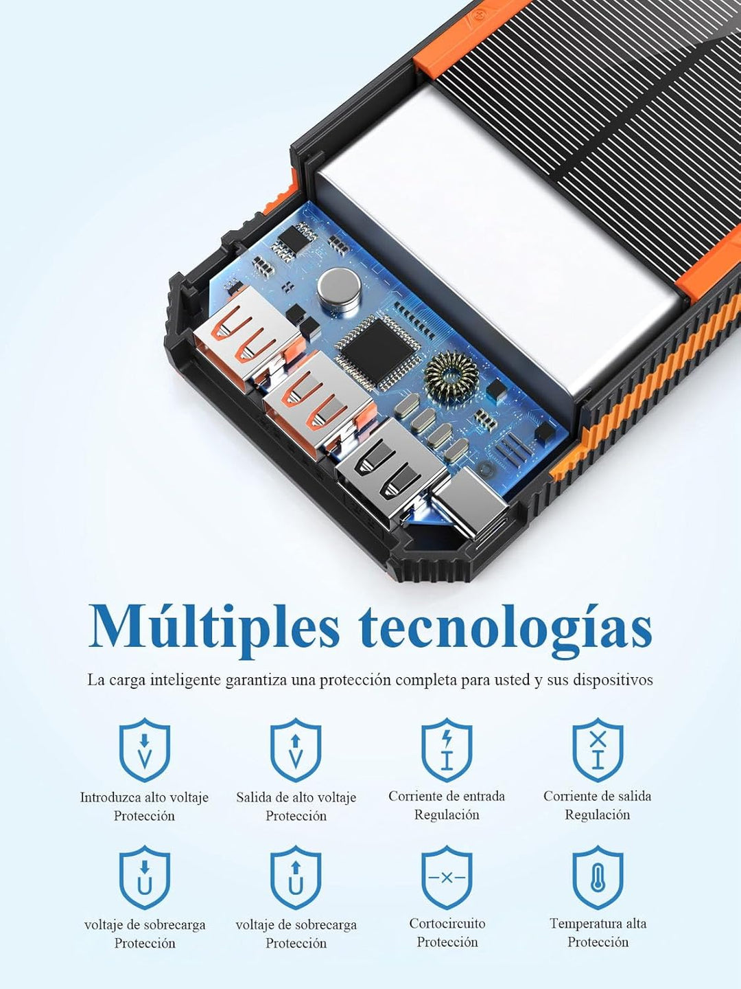 Solar-Ladegerät, 20.000 mAh, PD20W, externer Akku, Solar Power Bank, tragbares Ladegerät, USB C, Sch