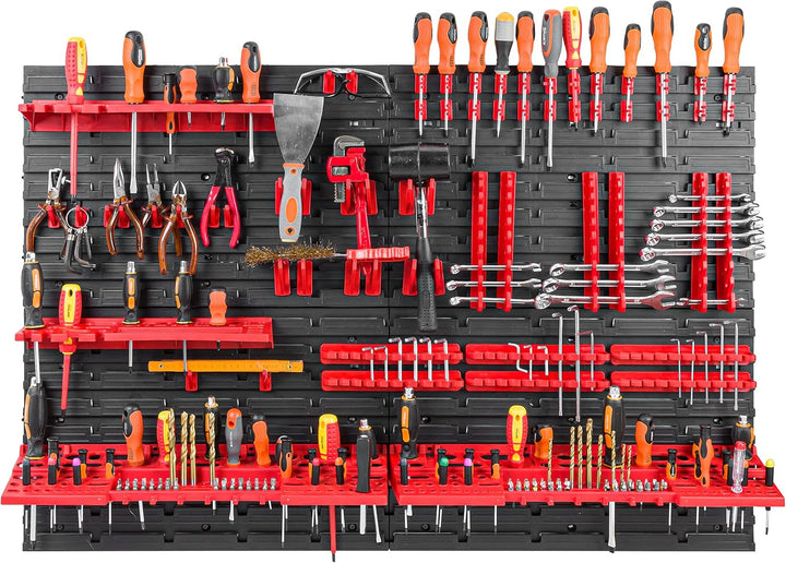 botle Werkzeugwand 115x78 cm - Set 58 Werkzeughaltern mit Lochwand Werkstattregal Kunststoff Garage