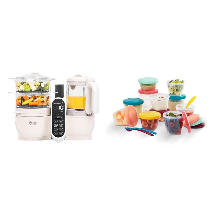 Babymoov Set Nutribaby Plus Mineral Beige - Babynahrungszubereiter, 2200ml Fassungsvermögen + Babybo