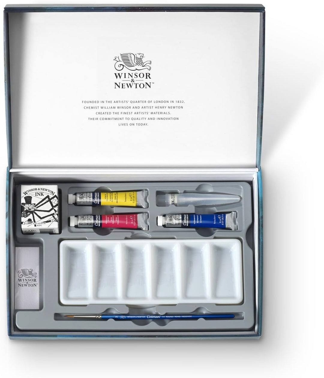 Winsor &amp; Newton 0390659 Cotman Postkarten Geschenk-Kollektion, 3 Aquarellfarben, 1 Zeichentusche, 1
