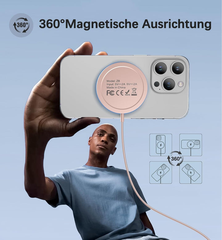 für MagSafe Ladegerät iPhone mit 20W Schnelles Adapter, Wireless Charger induktive ladestation für i