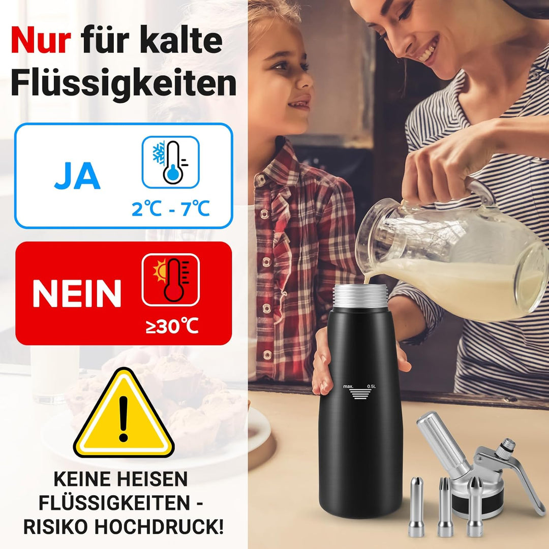 Nagoyuki Sahnespender 500ml,Sahnespender Geschenke, Schlagsahnebereiter mit Ersatzteile,Sahnesyphon