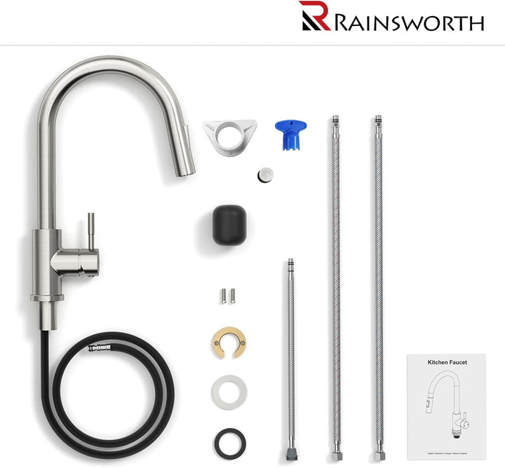 Rainsworth Wasserhahn Küche mit Brause Ausziehbar - Hochdruck Küchenarmatur mit Zwei Wasserstrahlart